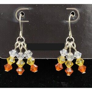 Handmade Candy Corn Style Clear Yellow & Orange Crystal Earrings by Neanie-Bot
